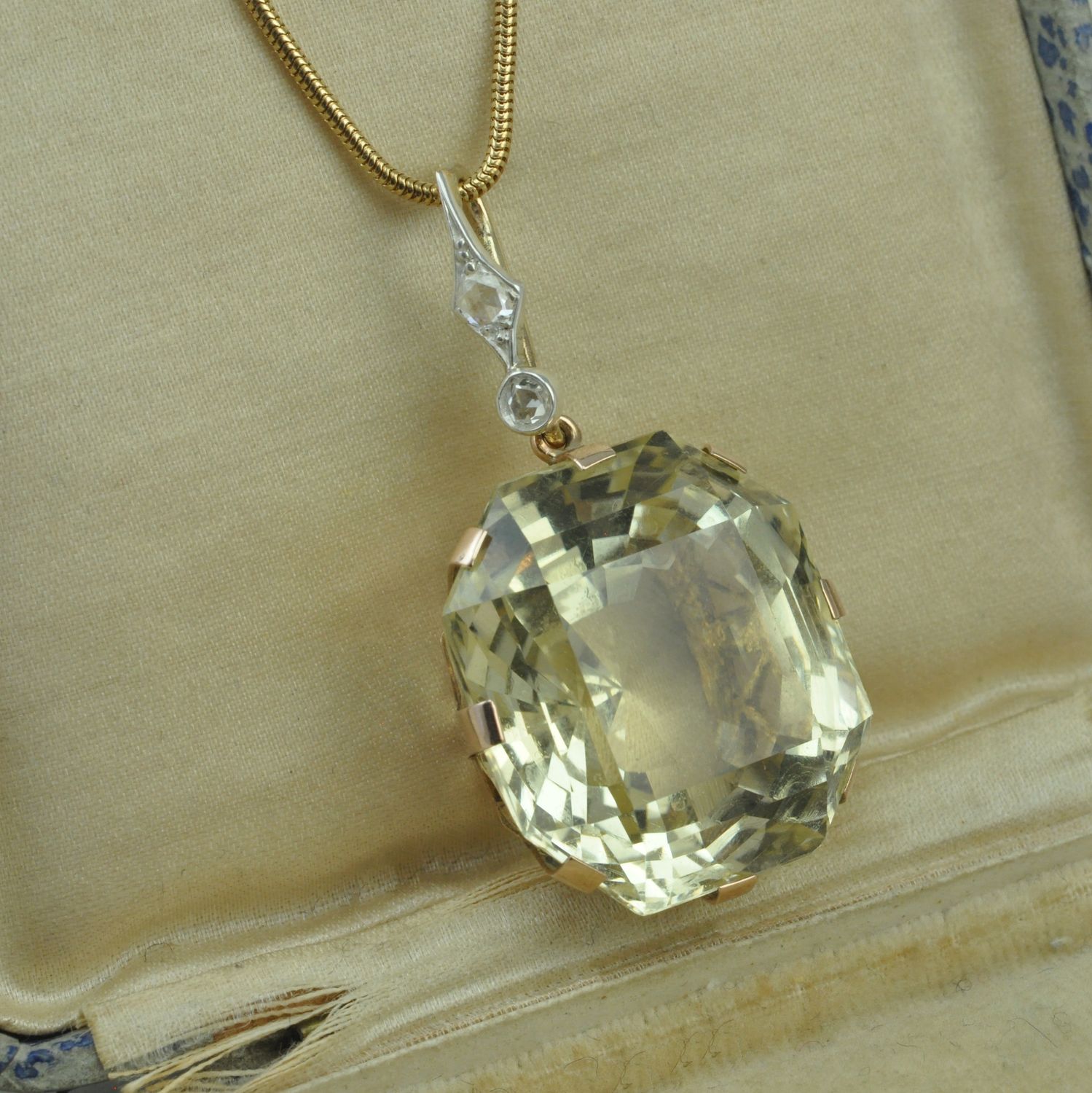 Antique Citrine and Diamond Pendant
