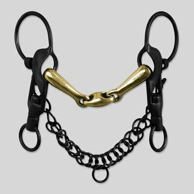 Top Reiter - BLACK, Dbl Jointed, Brass, Short Shank, Icelandic Curb