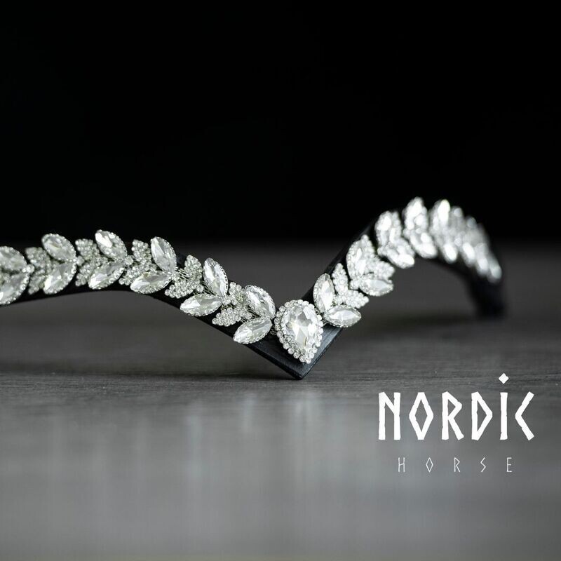 Nordic Horse Browband SILVER LEAVES