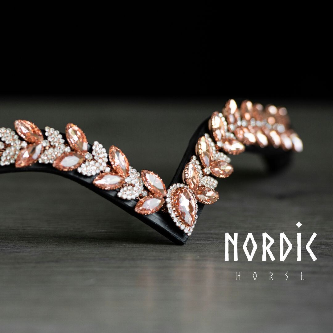 Nordic Horse Browband ROSE GOLD LEAVES