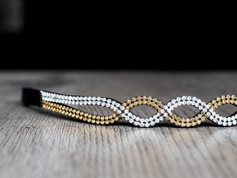Nordic Horse M&amp;M Browband GOLD &amp; WHITE