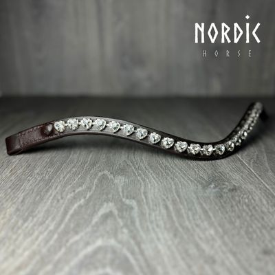 Nordic Horse White Hearts Browband  - Brown