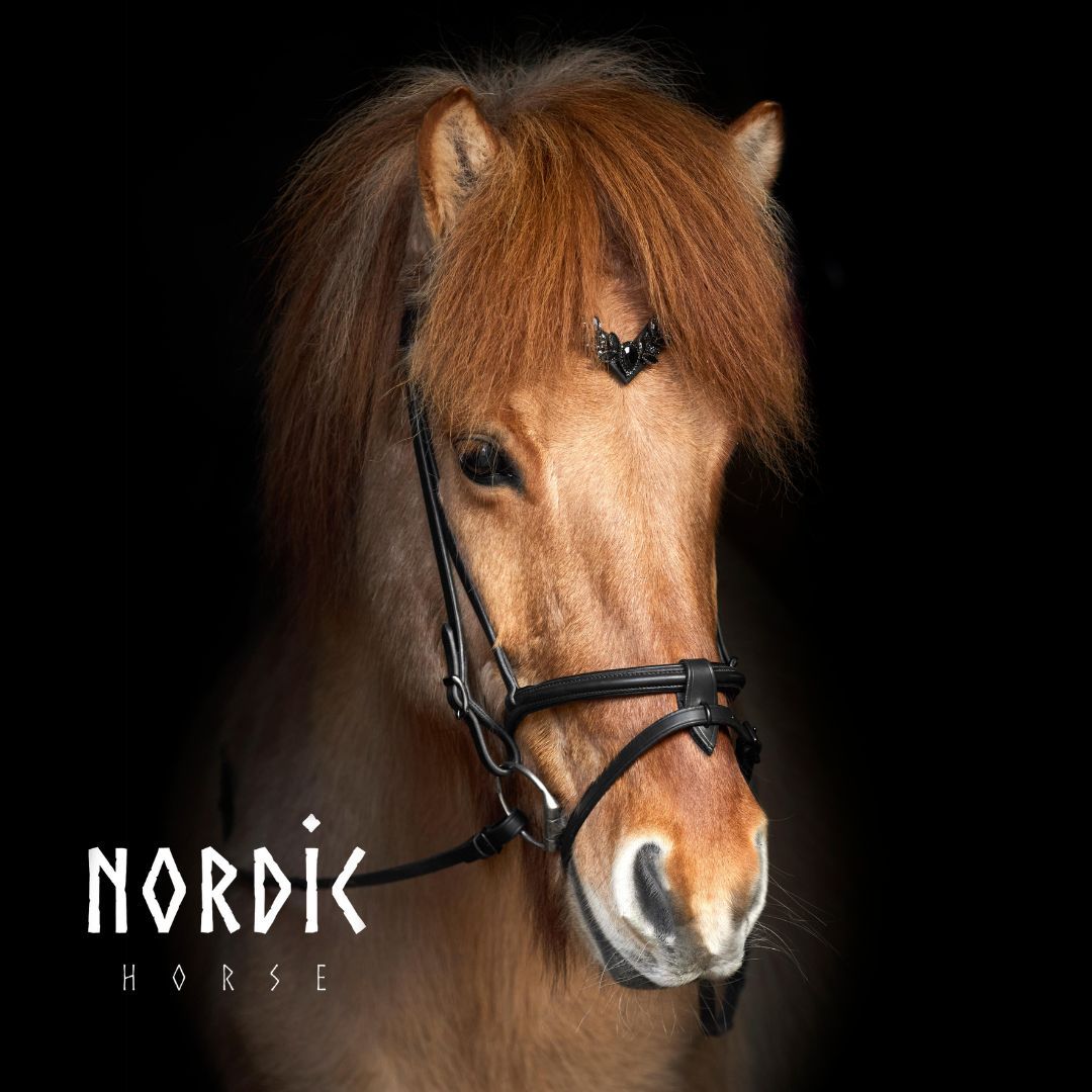Nordic Horse Browband BLACK LEAVES
