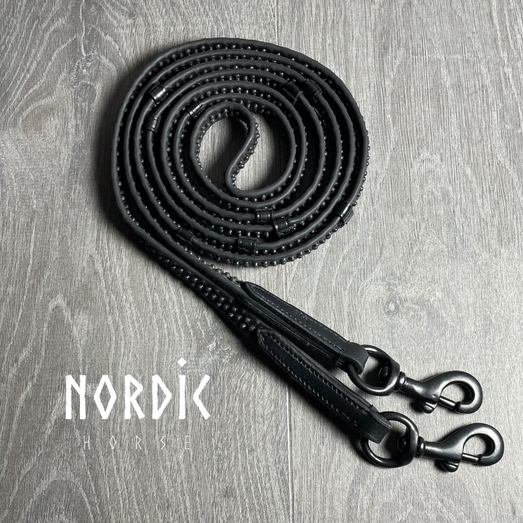 Nordic Horse Biothane Grip Reins w/Stops - Black