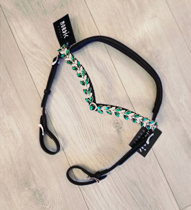 Nordic Horse Headstall EMERALD LEAVES