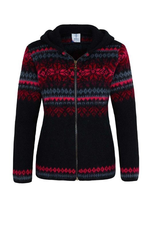 Kidka - DANGRI Women&#39;s Wool Cardigan w/Hood (black/pink)