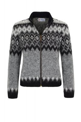 Kidka - ÞING Woman&#39;s Wool Cardigan (grey/black)