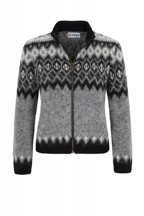 Kidka - ÞING Woman&#39;s Wool Cardigan (grey/black)