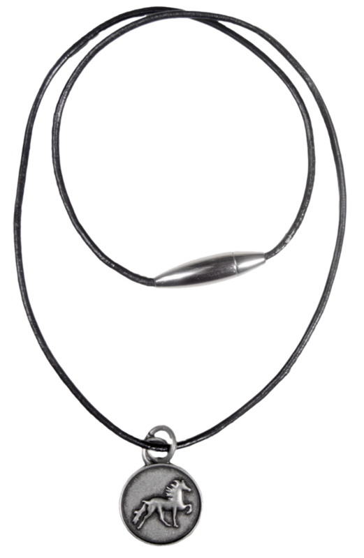 Karlslund Leather Necklace w/Rustic Icelandic Horse