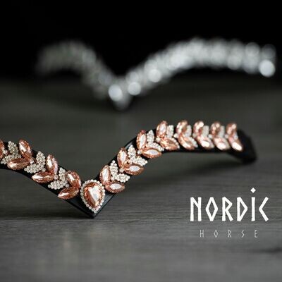 Nordic Horse Browband ROSE GOLD LEAVES
