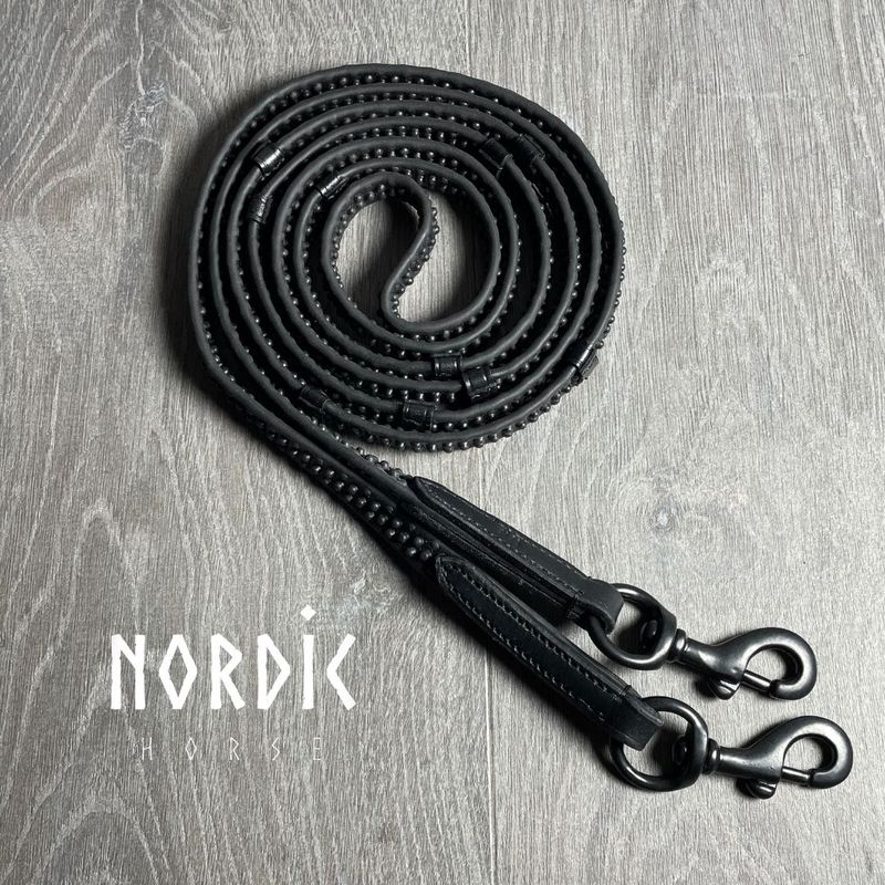Nordic Horse Biothane Grip Reins w/Stops - Black