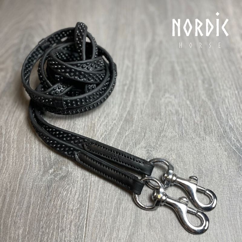 Nordic Horse Biothane Grip Reins w/Stops - Black