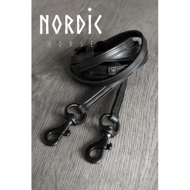 Nordic Horse - Black Leather Reins w/Stops