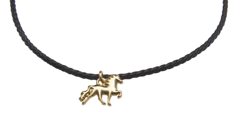 Karlslund Björk Leather Necklace w/Icelandic Horses