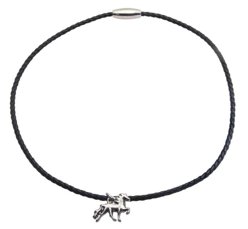 Karlslund Björk Leather Necklace w/Icelandic Horses