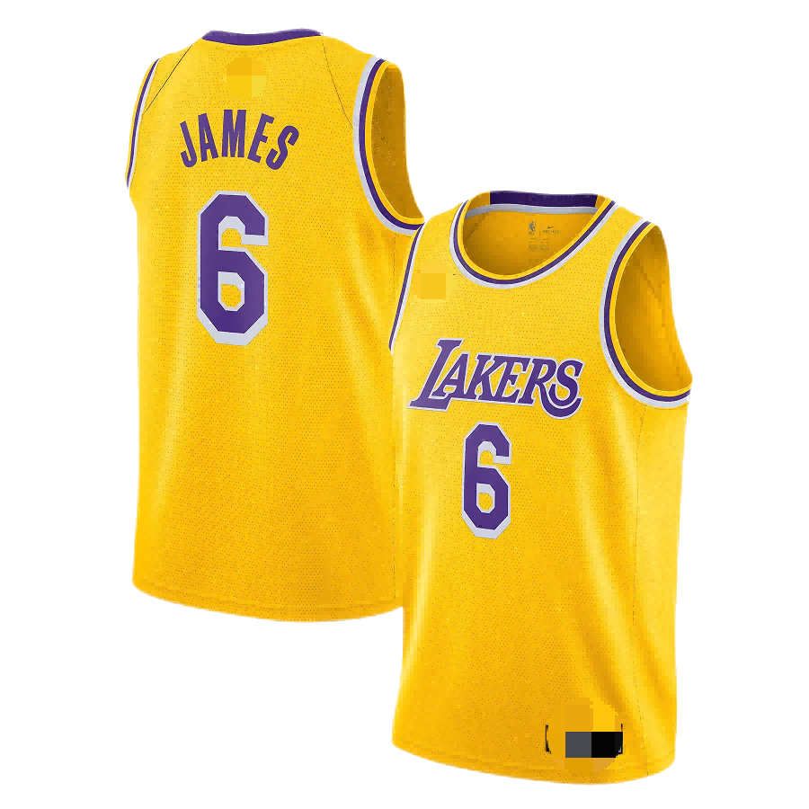 Men&#39;s Los Angeles Lakers LeBron James #6 Gold Swingman Jersey - Icon Edition