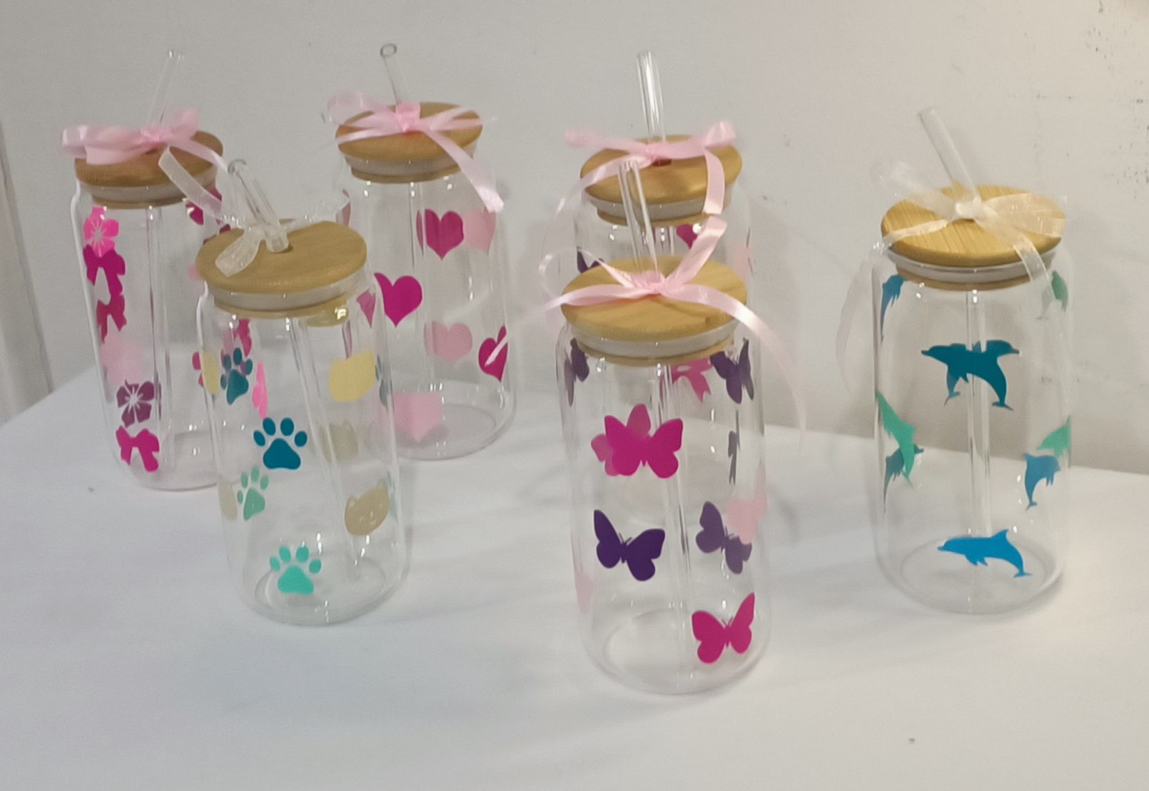 Vasos vidrio tapa bambú