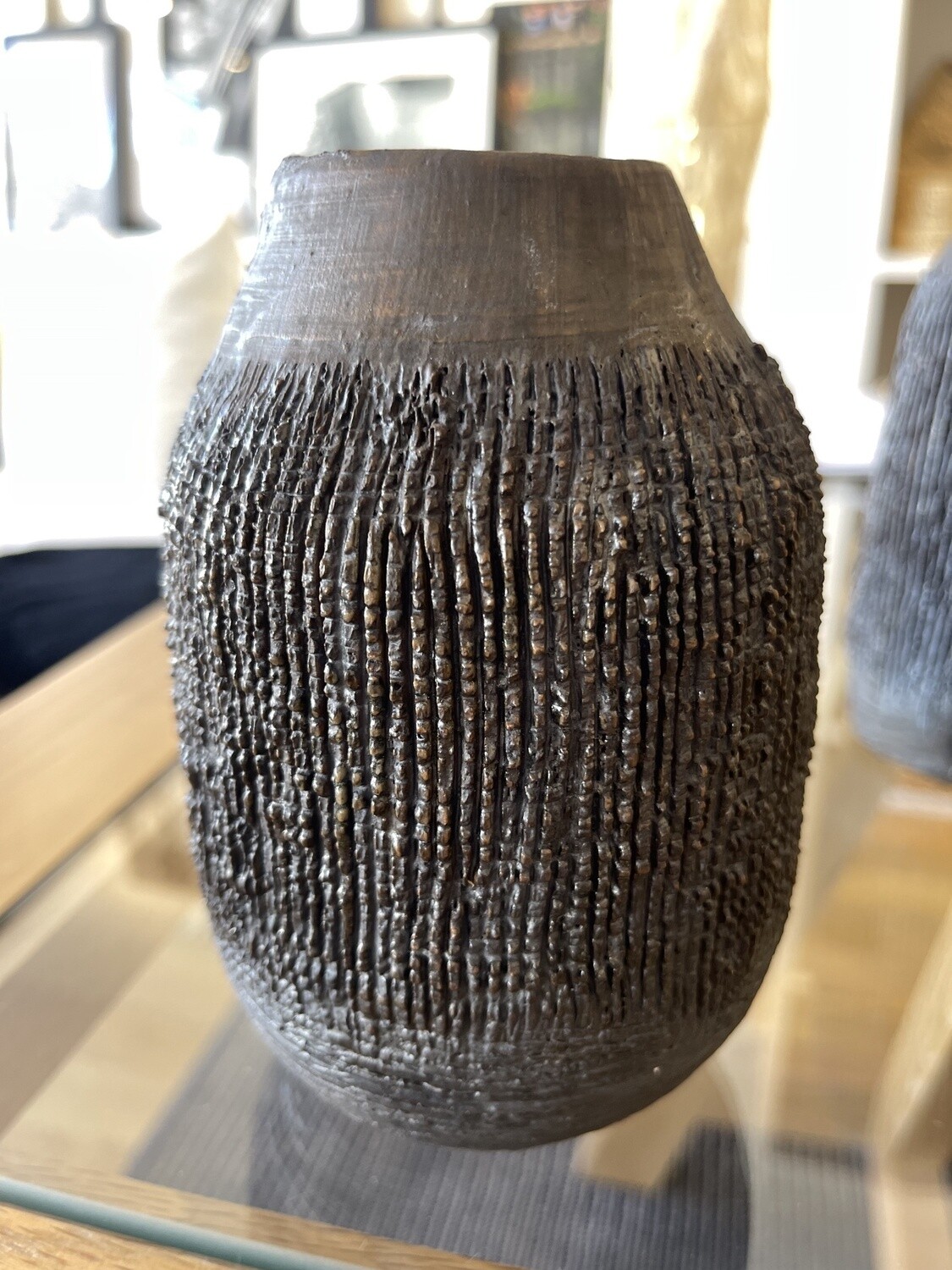 Vase - Black Line Ridged - Wide