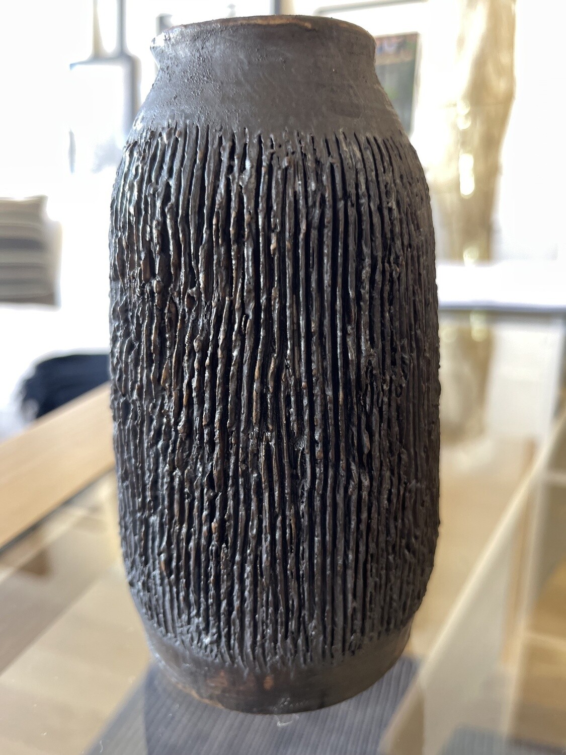 Vase - Black Line Ridged - Tall
