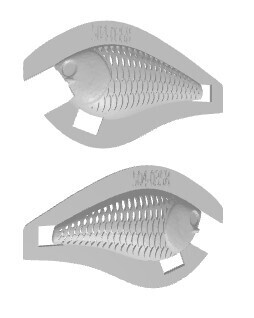 3D Stencil for Standard 2.5 Square Bill Shallow Diver Crankbait, Patterns: 103-0358 2 Rows of Oval Scales and Shadow Scales