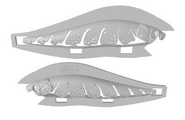 3D Stencil for 4 1/2&quot; Shallow Diver Minnow, Patterns: 143-0316 Crawfish