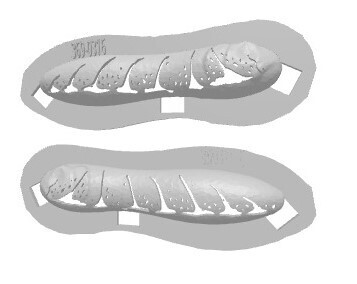 Stencil for 4&quot; Peanut Topwater Bait / Danger Noodle Popper, Patterns: 369-0316 Crawfish