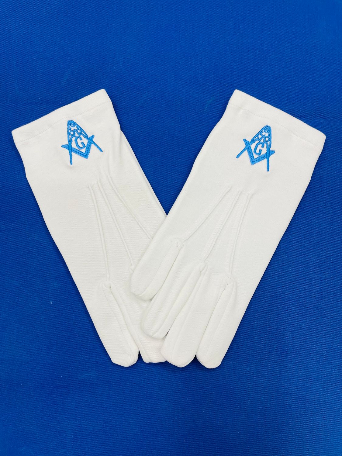 Guanti cotone bianco con logo blu