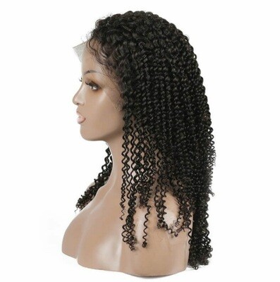 Kinky Curly Natural Color Virgin Lace Wig (18in and 130% Density)
