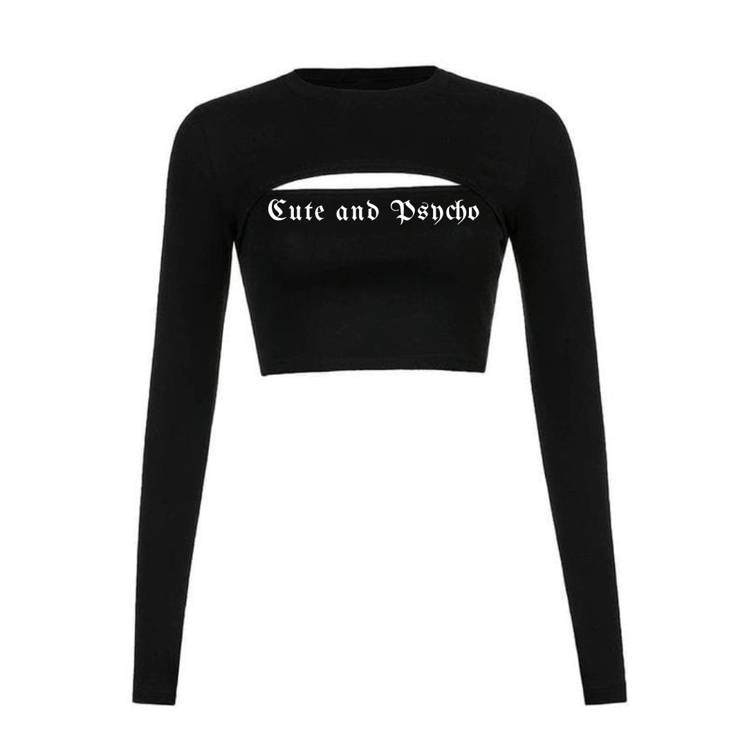 Cute and Psycho Hollow Chest Crop Top