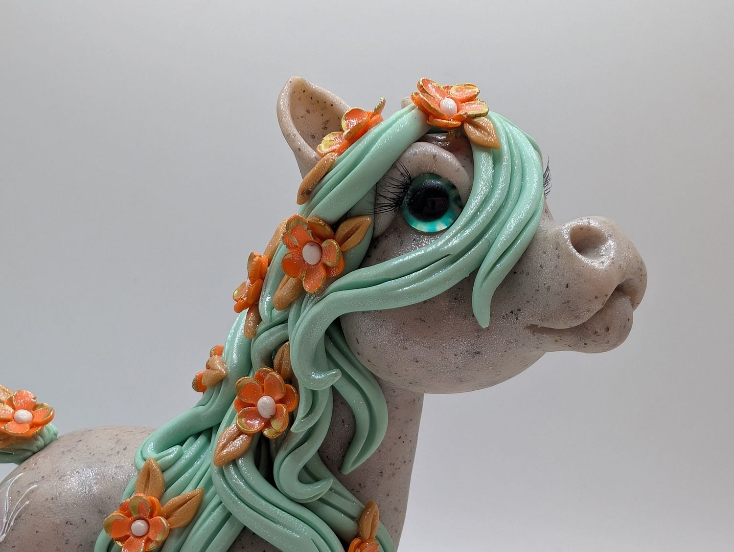 Mint and Orange Chunky Pony