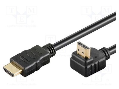 Cavo HDMI 1.4; mt 2; HDMI spina dritta - HDMI spina 90°; nero