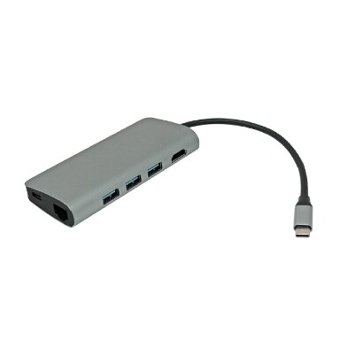 59790200 CONVERTITORE USB TYPE-C / LAN CON HUB USB 3.0 3 PORTE + HDMI + CARD READER + PD