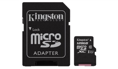 PK701925 FLASH DRIVE MICRO SDXC/128GB CON ADATTATORE SD KINGSTON