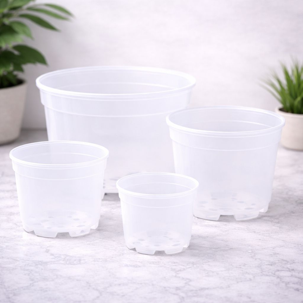Transluscent plastic planter pots