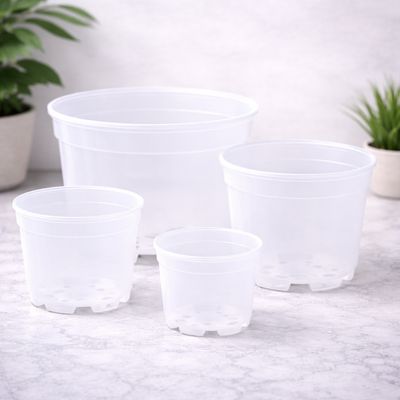 Transluscent plastic planter pots