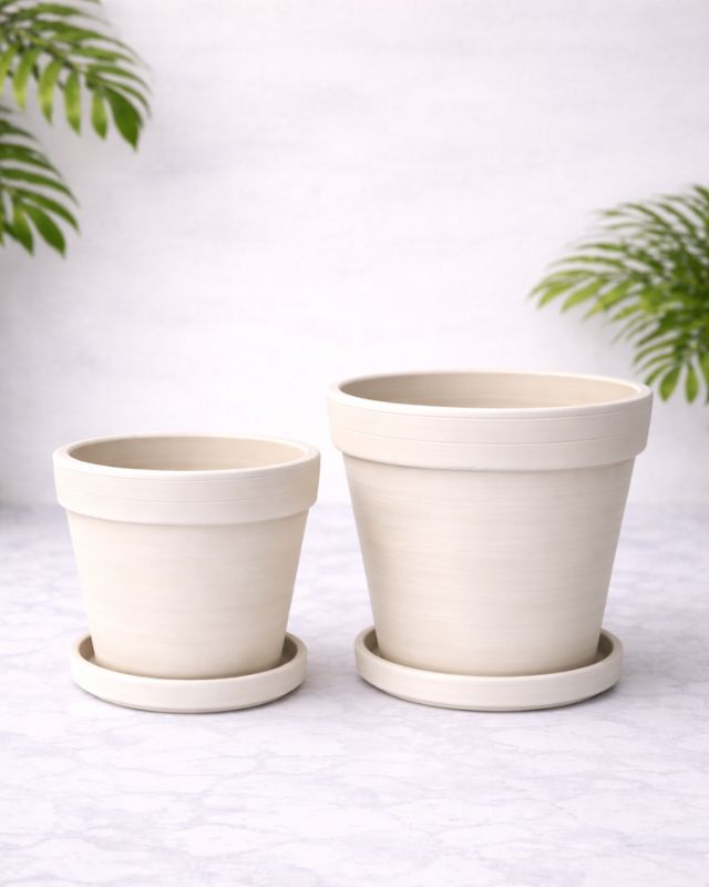 White/cream clay pots