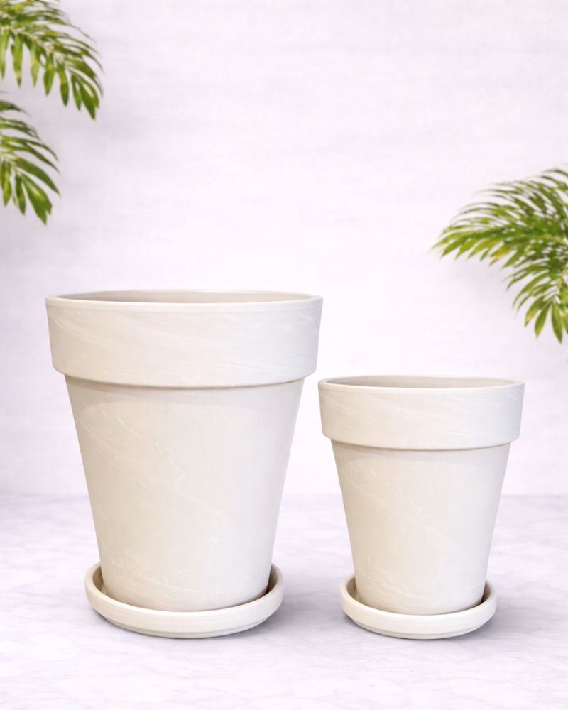 Tall white/cream clay pots