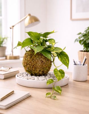 Golden pothos kokedama