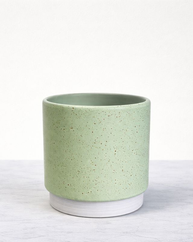 Speckled mint green pot