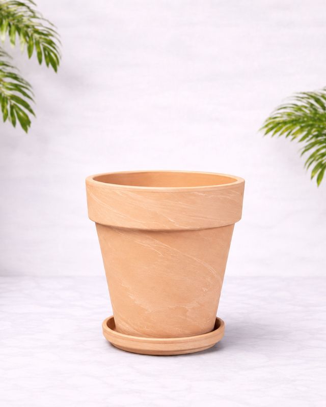 Tall marble terracotta pots