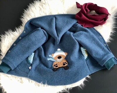 indigo Walkjacke mit Stickbild Schlittenbär indigo Walkjacke mit Stickbild Schlittenbär