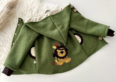 moos Walkjacke mit Stickbild Löwe