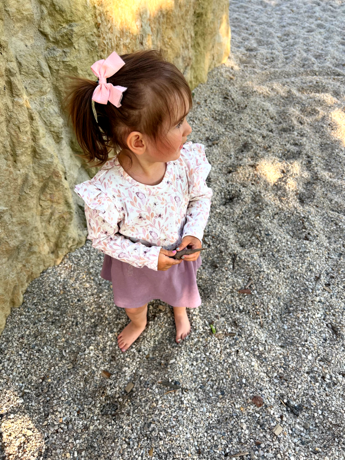 Rib-Shirt Butterfly lang Arm mit Rüschen