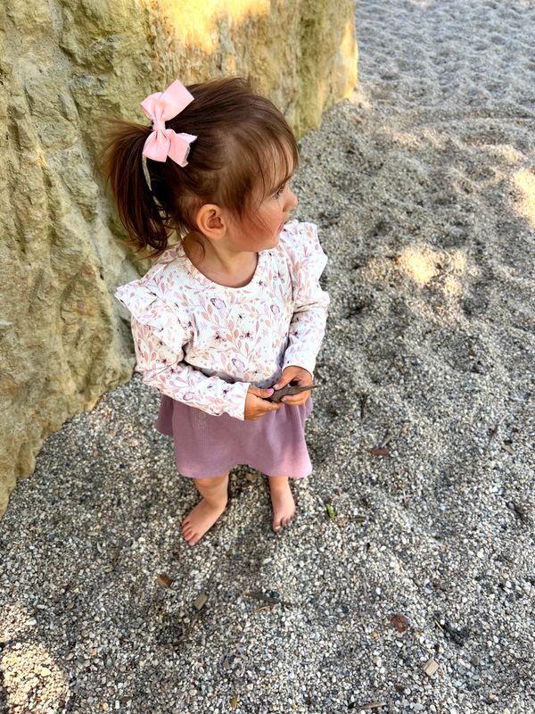 Rib-Shirt Butterfly lang Arm mit Rüschen