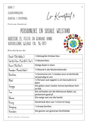 Graad 5 Lewensvaardighede Kwartaal 3 Opsommings - Platinum Handboek