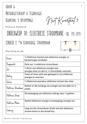 Graad 6 Natuurwetenskap &amp; Tegnologie Kwartaal 3 Opsommings - Platinum Handboek