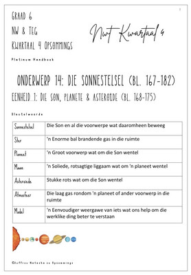 Graad 6 Natuurwetenskap &amp; Tegnologie Kwartaal 4 Opsommings - Platinum Handboek