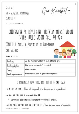 Graad 6 Geografie Kwartaal 4 Opsommings - Platinum Handboek