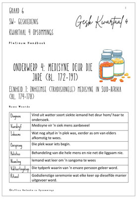 Graad 6 Geskiedenis Kwartaal 4 Opsommings - Platinum Handboek