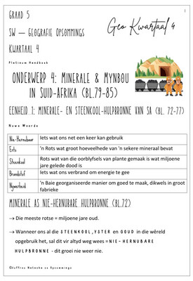 Graad 5 Geografie Kwartaal 4 Opsommings - Platinum Handboek